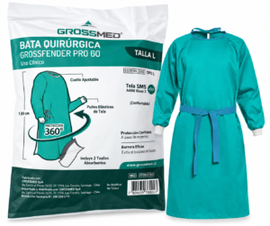 Bata para Cirujano Grossfender Pro Talla L 60g Und GROSSMED Estéril